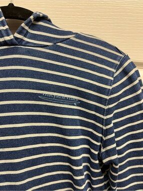 Vineyard Vines Navy and White Striped Hooded Calmwater Pullover